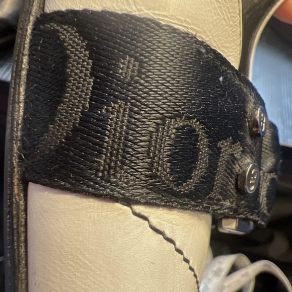 Dior Shoes 36 Logo Pumps Pointed High Heels White Silver Studs Charms Spellout - Picture 7 of 10